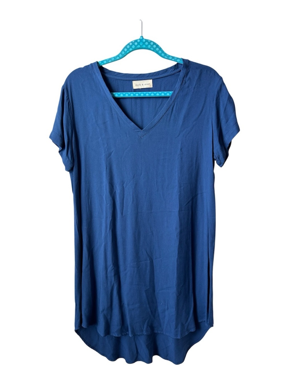 Anthropologie cloth & stone Navy V-Neck Crispin Mini Tunic Dress/T-Shirt Dress - Picture 2 of 7